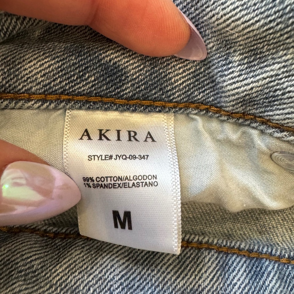 AKIRA Distressed Denim Shorts Western Glam Festival Women Size M Blue Fringe - Picture 5 of 10